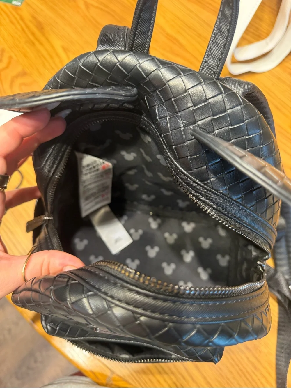 Black Woven Leather Mini Backpack with Ear Detail - Loungefly